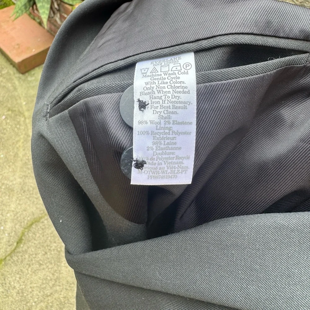 Everlane Italian Wool Blazer Mens 44 Dark Gray Tailored Suit Jacket NWT